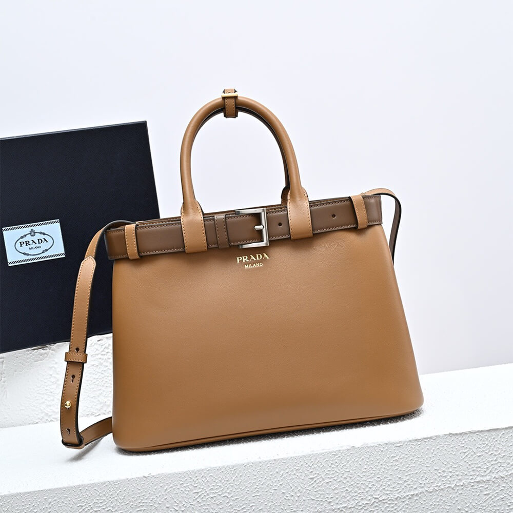 Alternative view of Prada Buckle medium leather handbag with double belt(high-end grade)