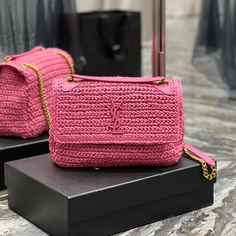 Alternative view of SAINT LAURENT NIKI CHAIN MEDIUM IN RAFFIA(HIGH-END GRADE)