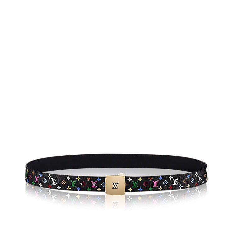 Alternative view of LV 35 MM BELT MULTICOLOR MIX BLACK MONOGRAM CALFSKIN GOLD HARDWARE