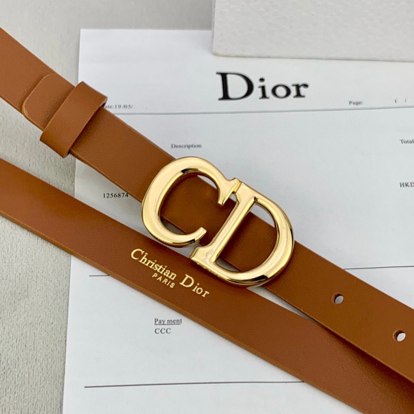 Alternative view of Dior Brown Leather Gold CD Belt