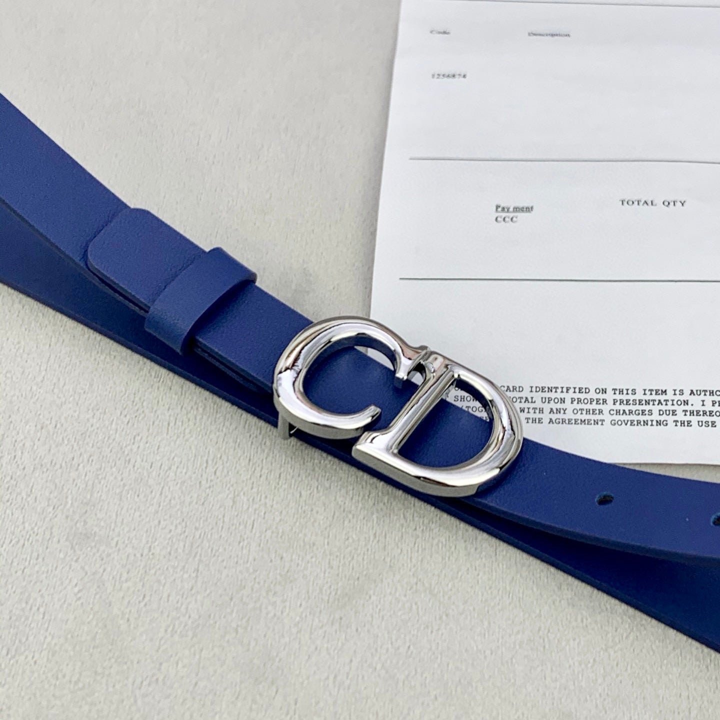 Alternative view of Dior Blue Leather Silver CD Belt