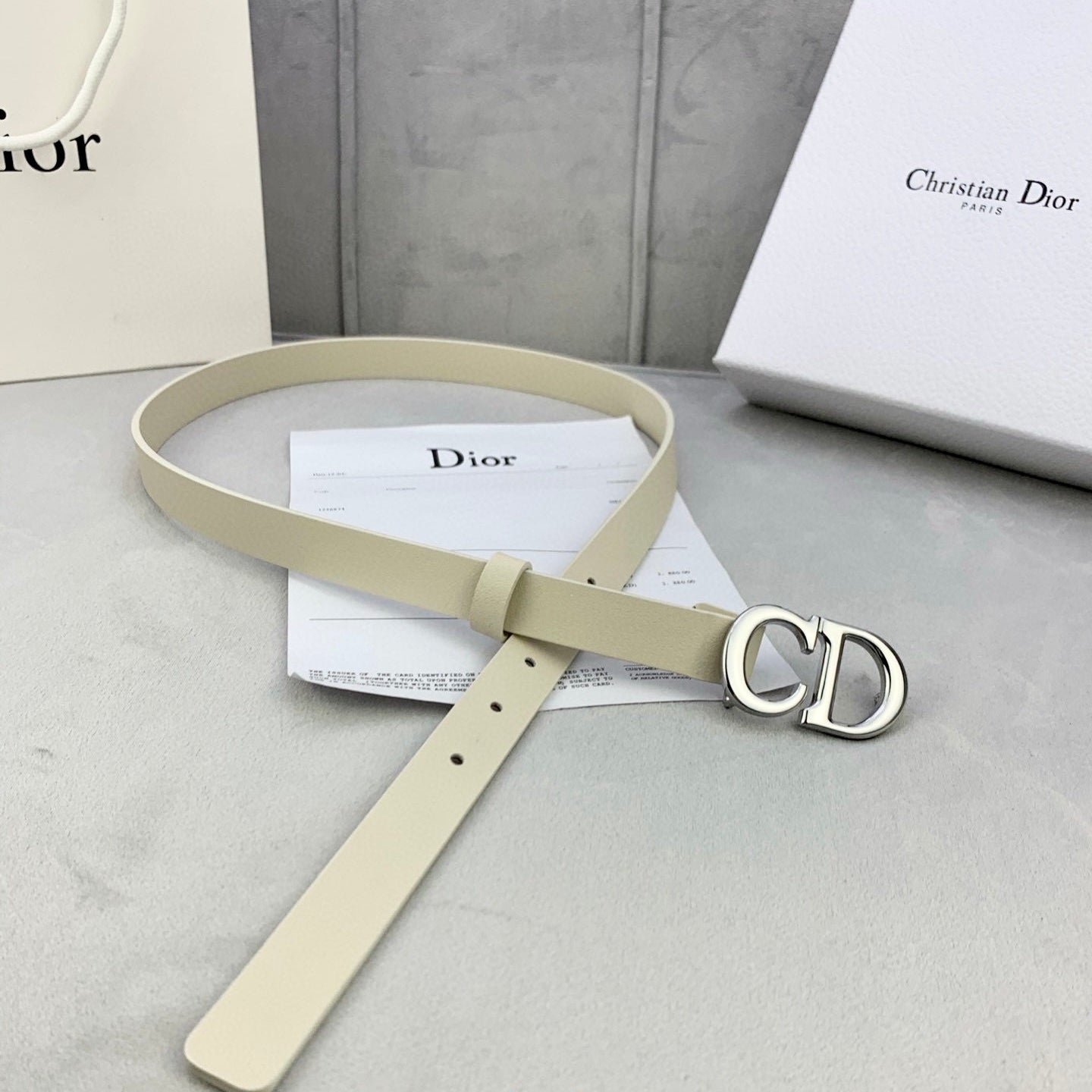 Alternative view of Dior Ivory Leather Silver CD Belt