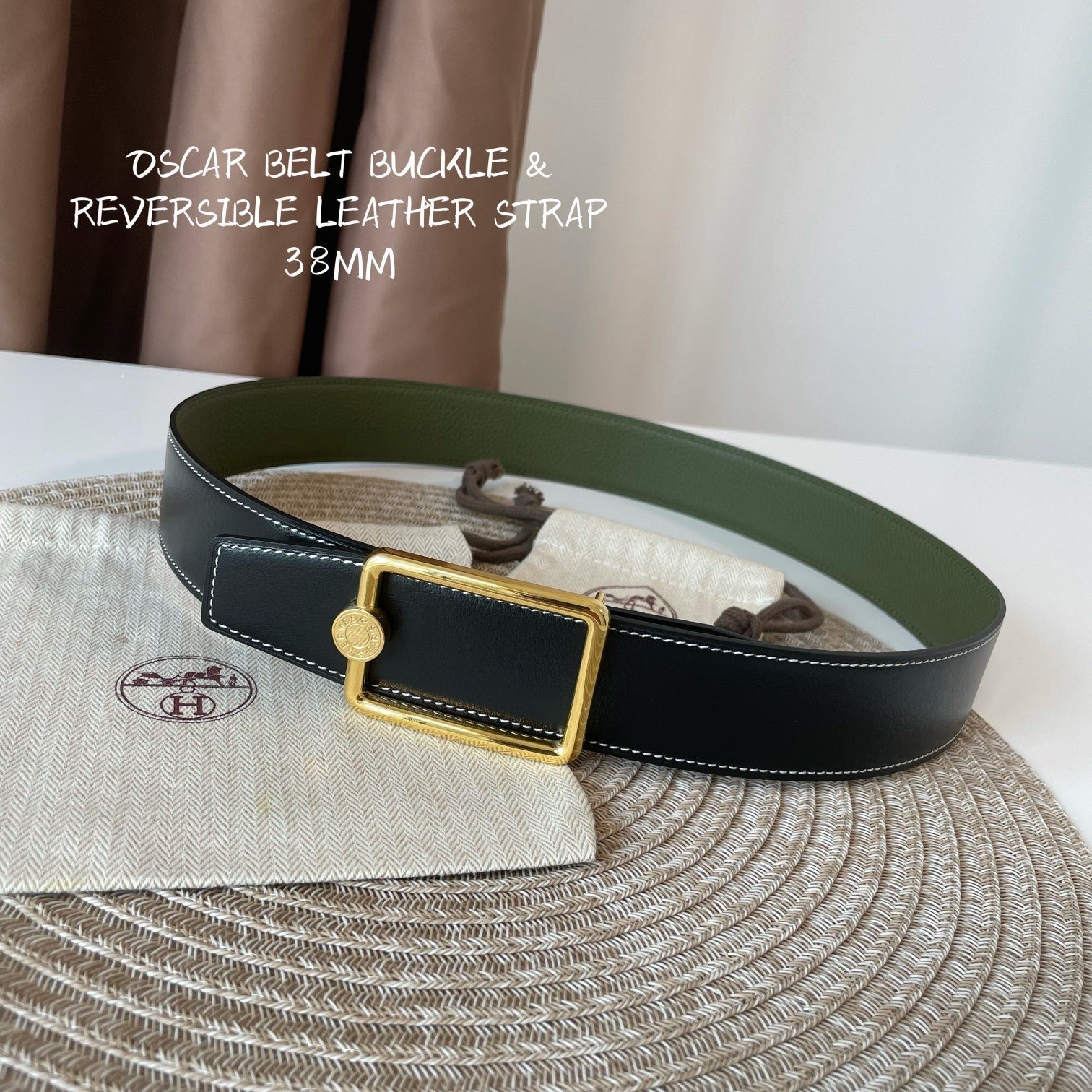 HERMES Olive Gold Square Strap - Image 8