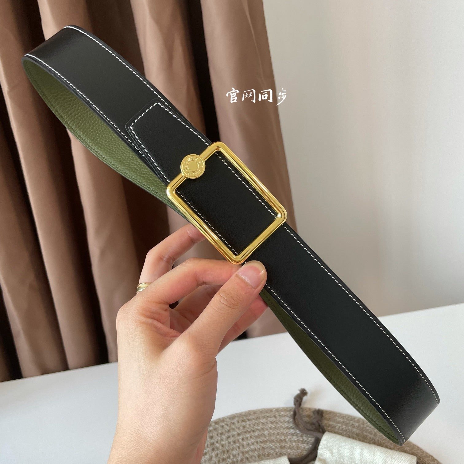 HERMES Olive Gold Square Strap - Image 6