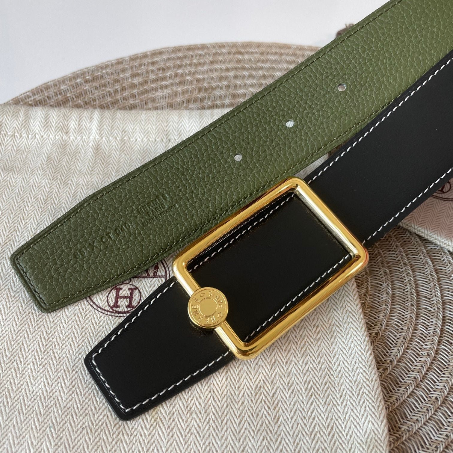 HERMES Olive Gold Square Strap - Image 4