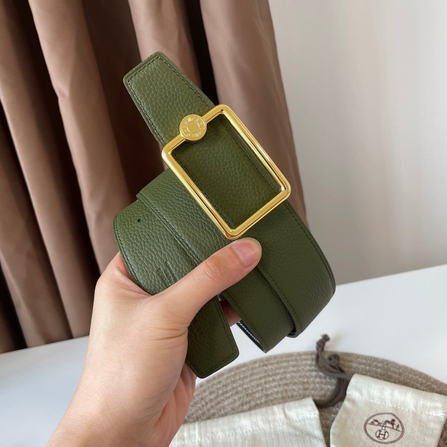 HERMES Olive Gold Square Strap - Image 3