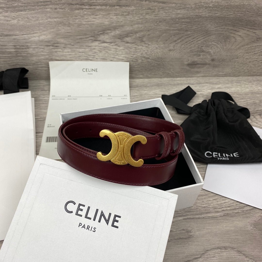 Alternative view of CELINE Burgundy Triomphe Belt