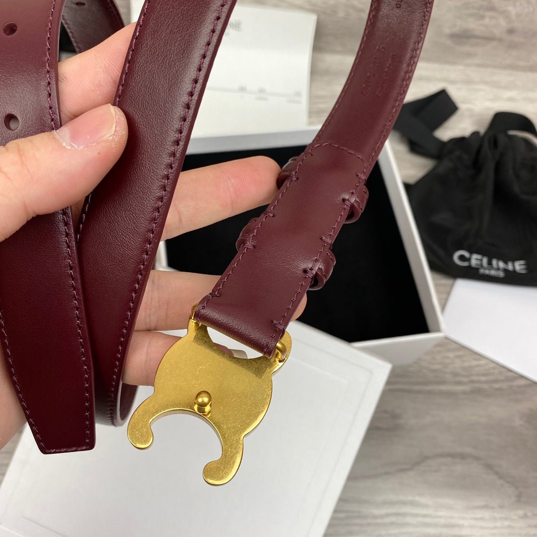 CELINE Burgundy Triomphe Belt - Image 5