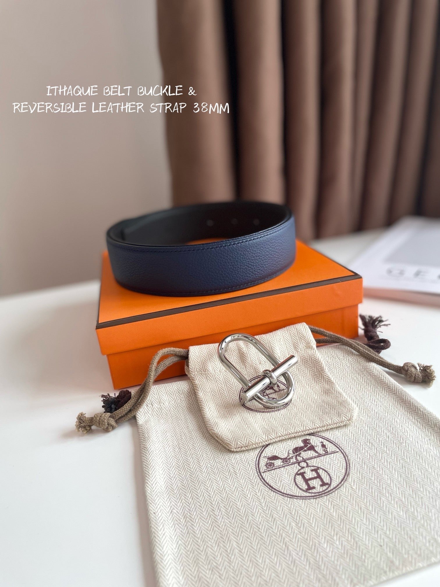 HERMES Navy Silver Belt - Image 6