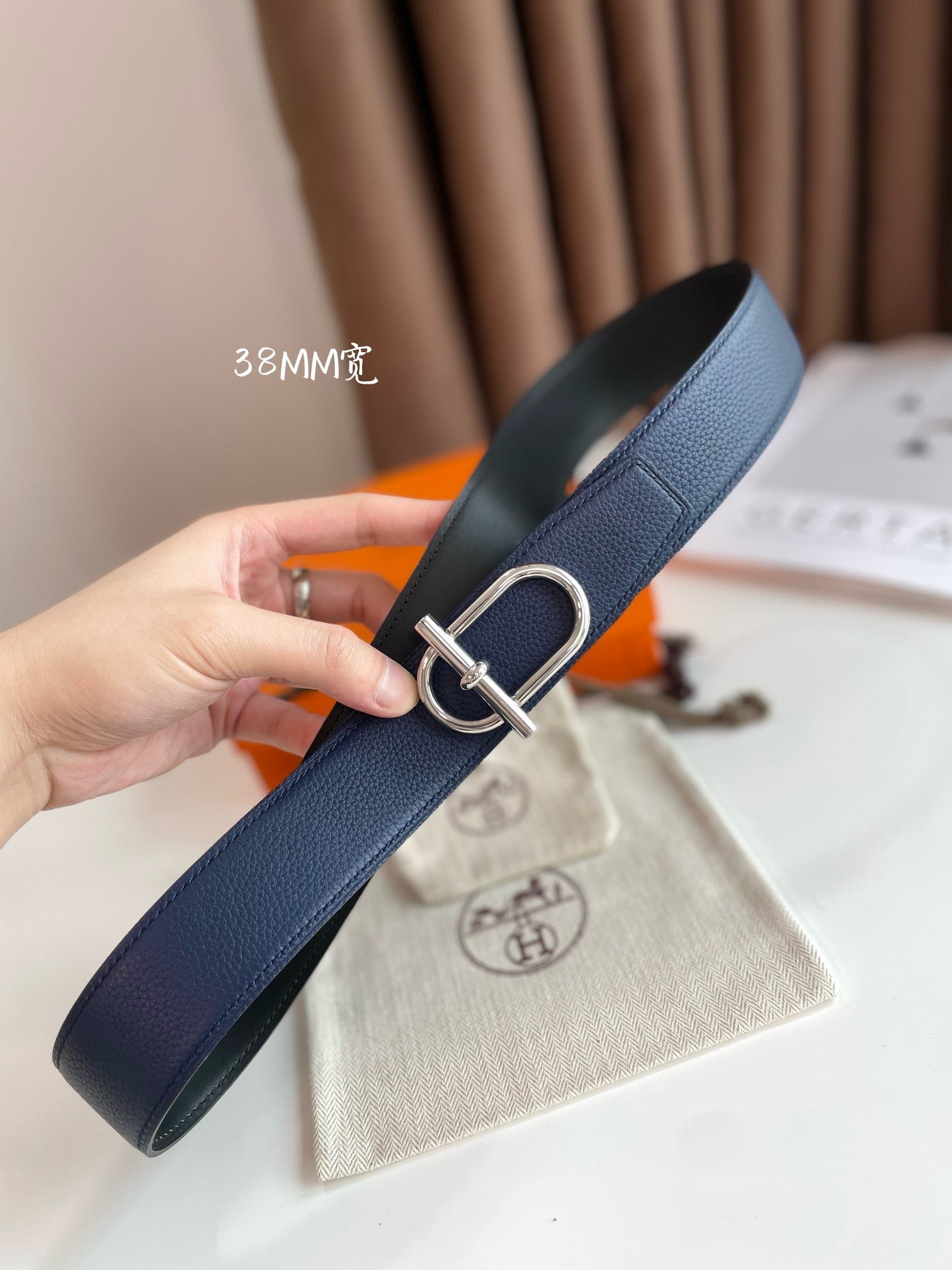 HERMES Navy Silver Belt - Image 5