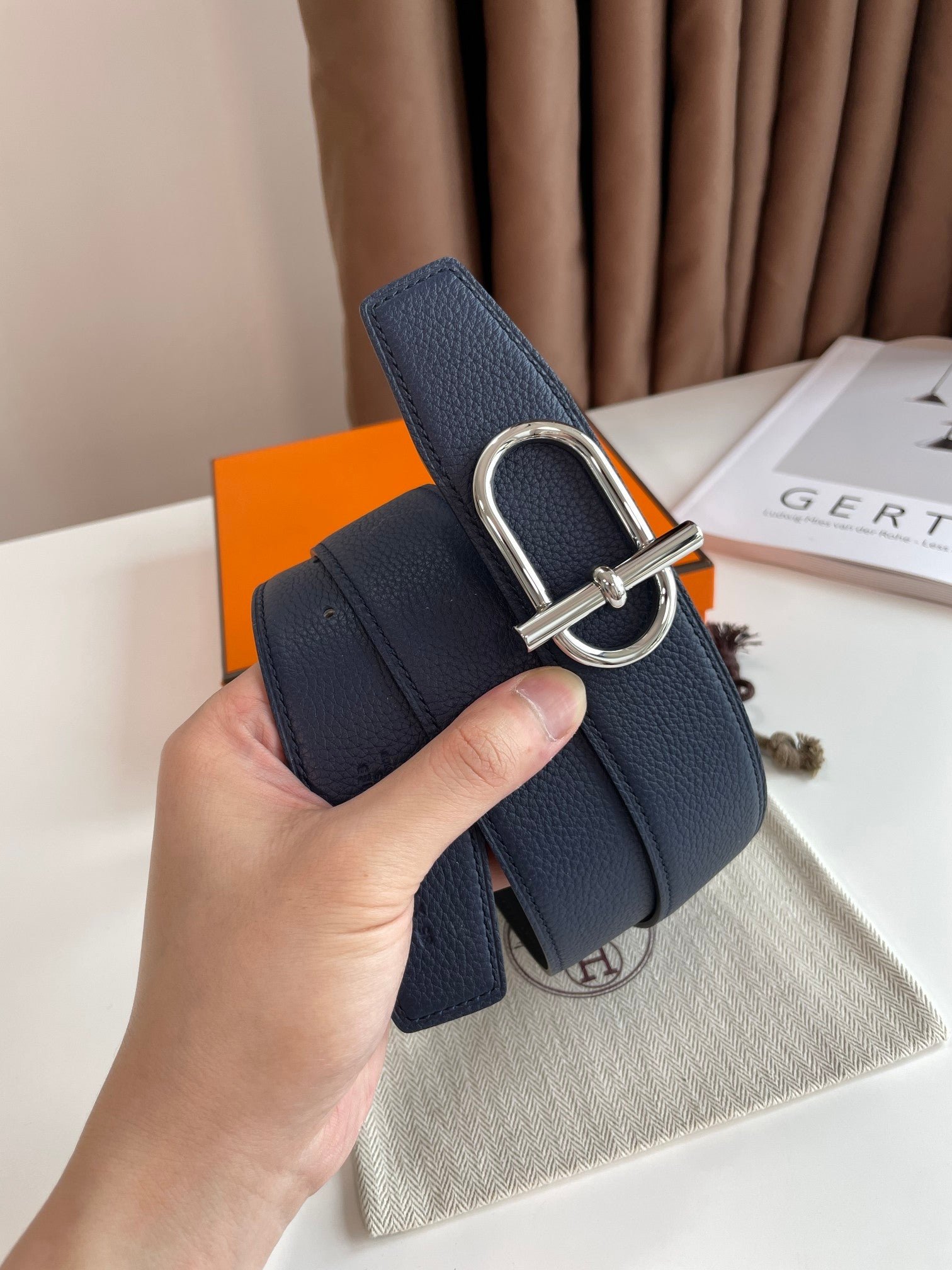 HERMES Navy Silver Belt - Image 4