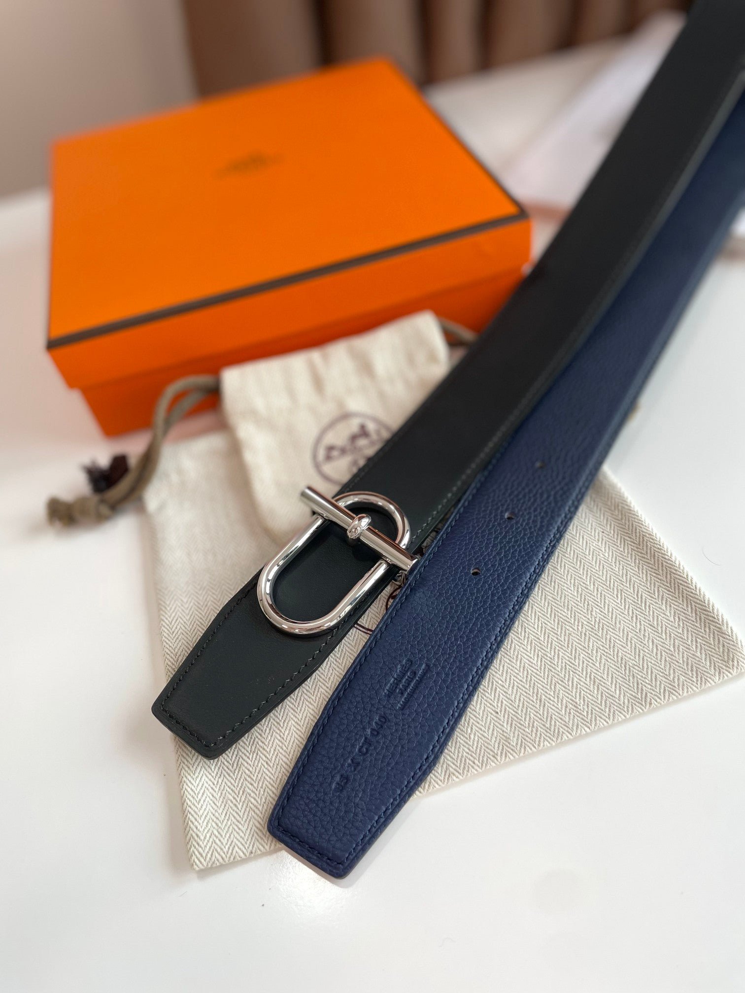 HERMES Navy Silver Belt - Image 3