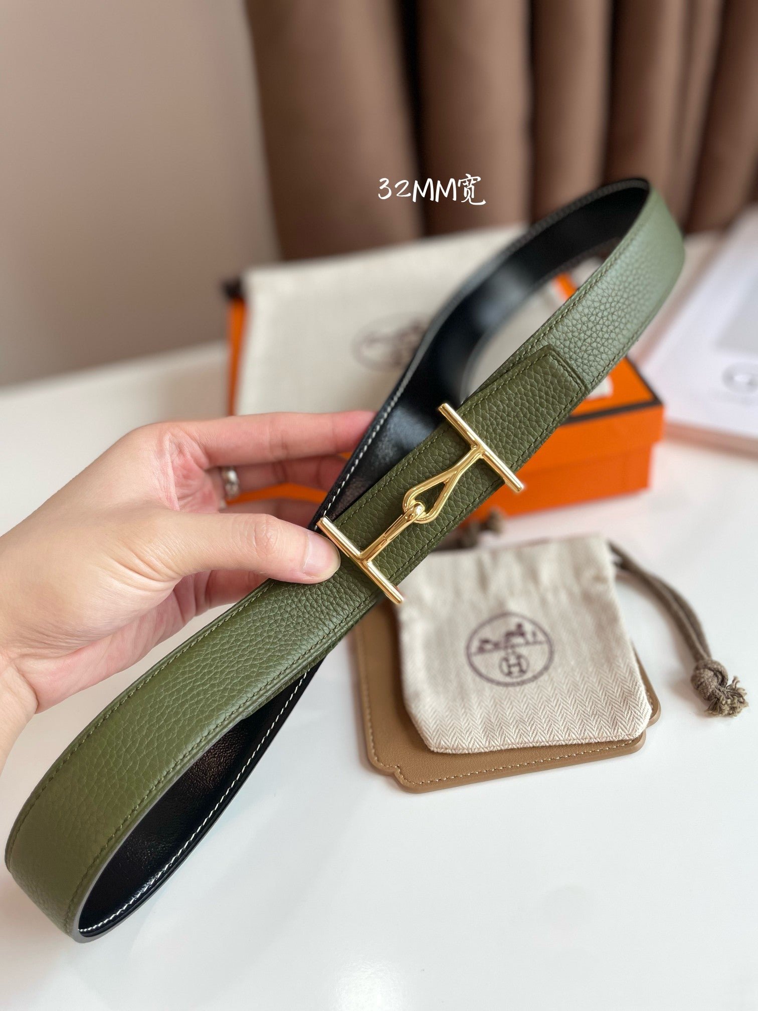 HERMES Olive Gold Belt - Image 4