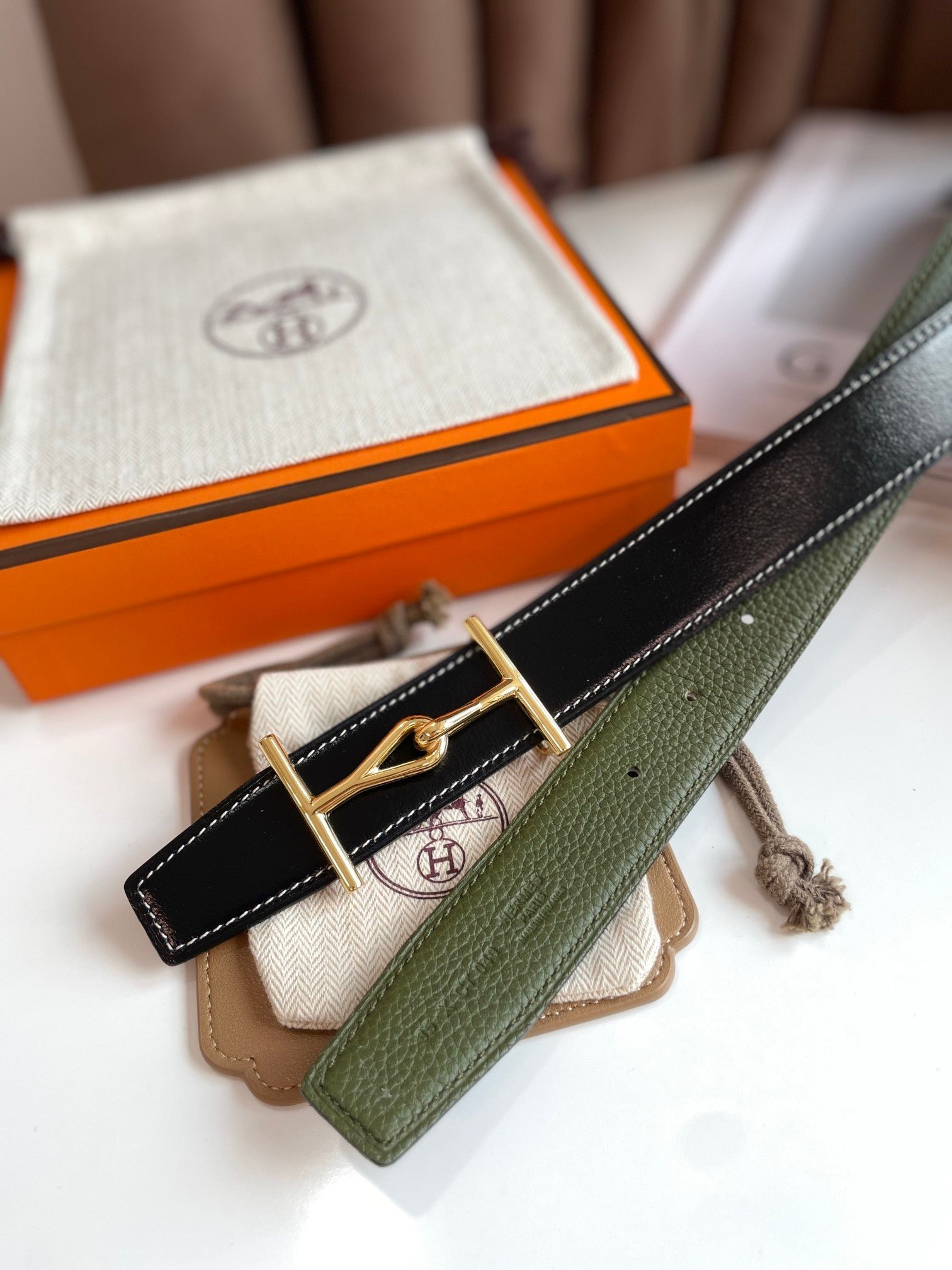 HERMES Olive Gold Belt - Image 5