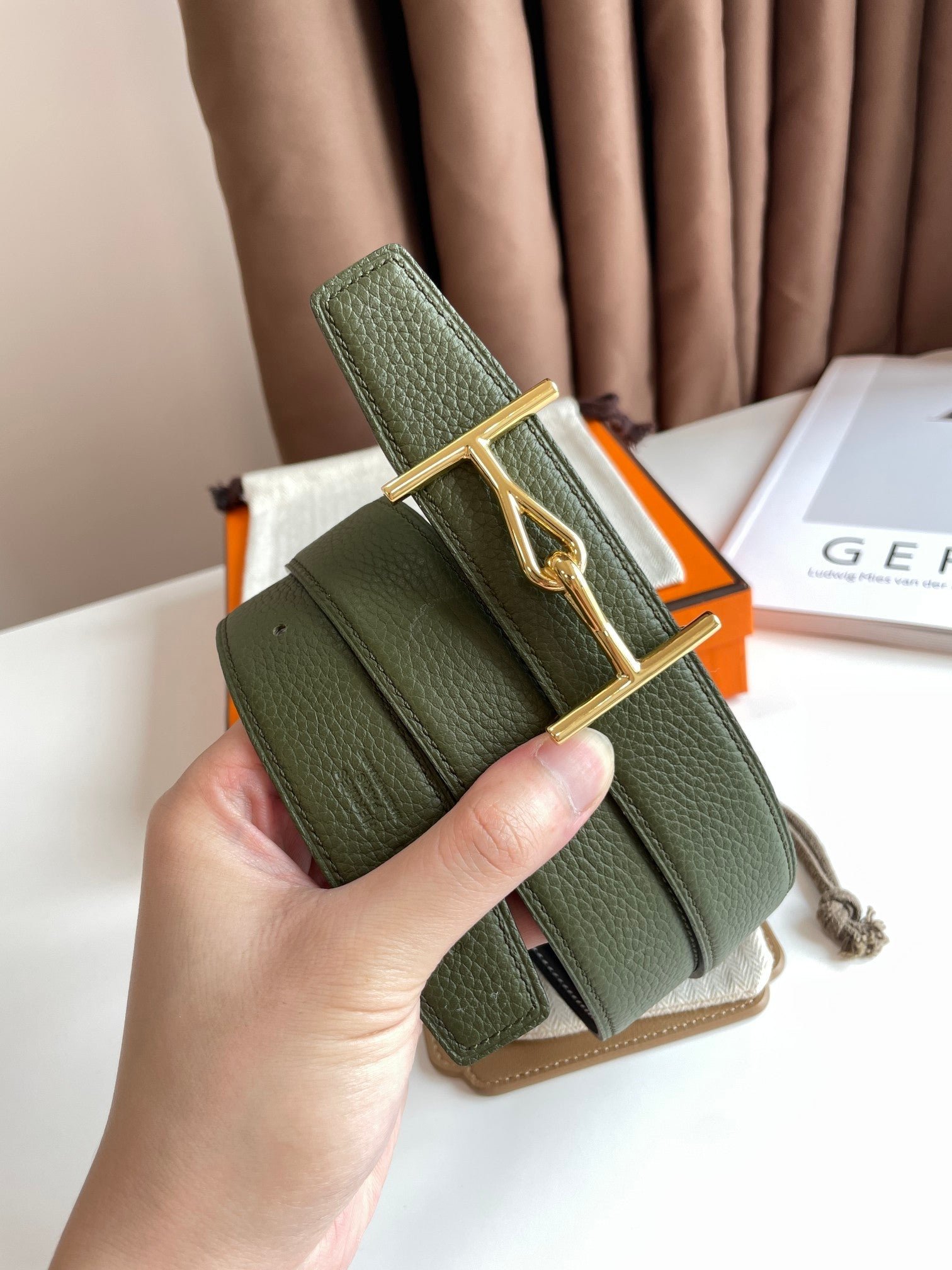 HERMES Olive Gold Belt - Image 3