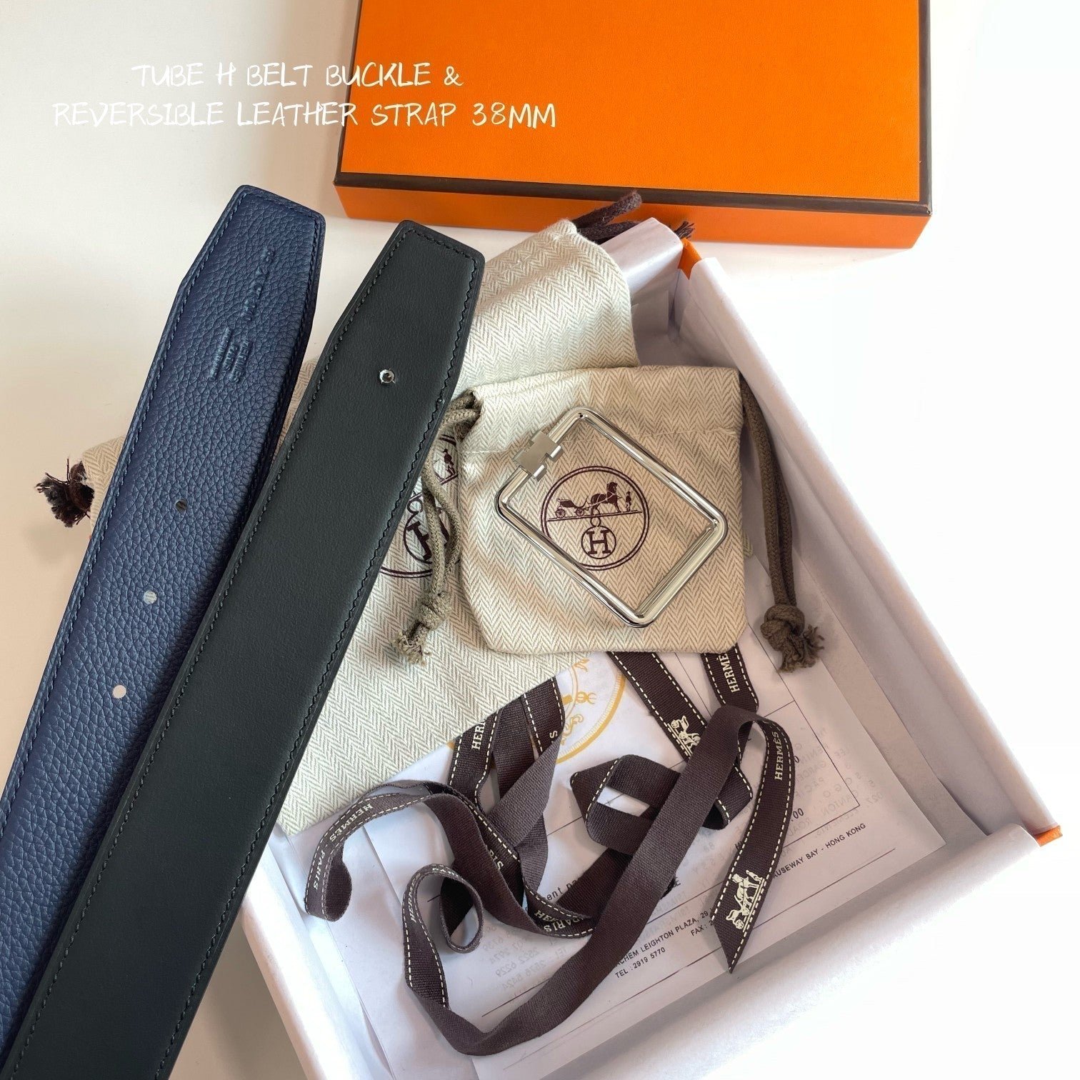 HERMES Navy Silver Belt - Image 5
