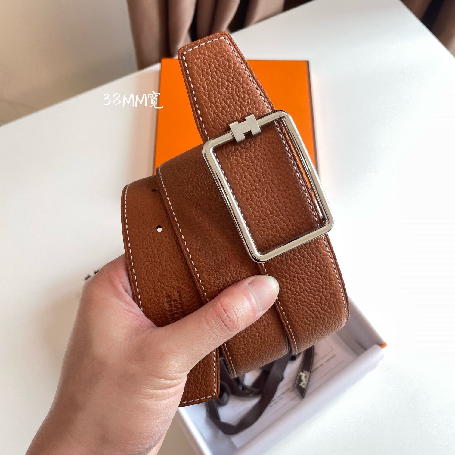 Alternative view of TUBE H BELT BUCKLE & REVERSIBLE BLACK AND CINNAMON BROWN LEATHER STRAP 38MM SILVER  HARDWARE