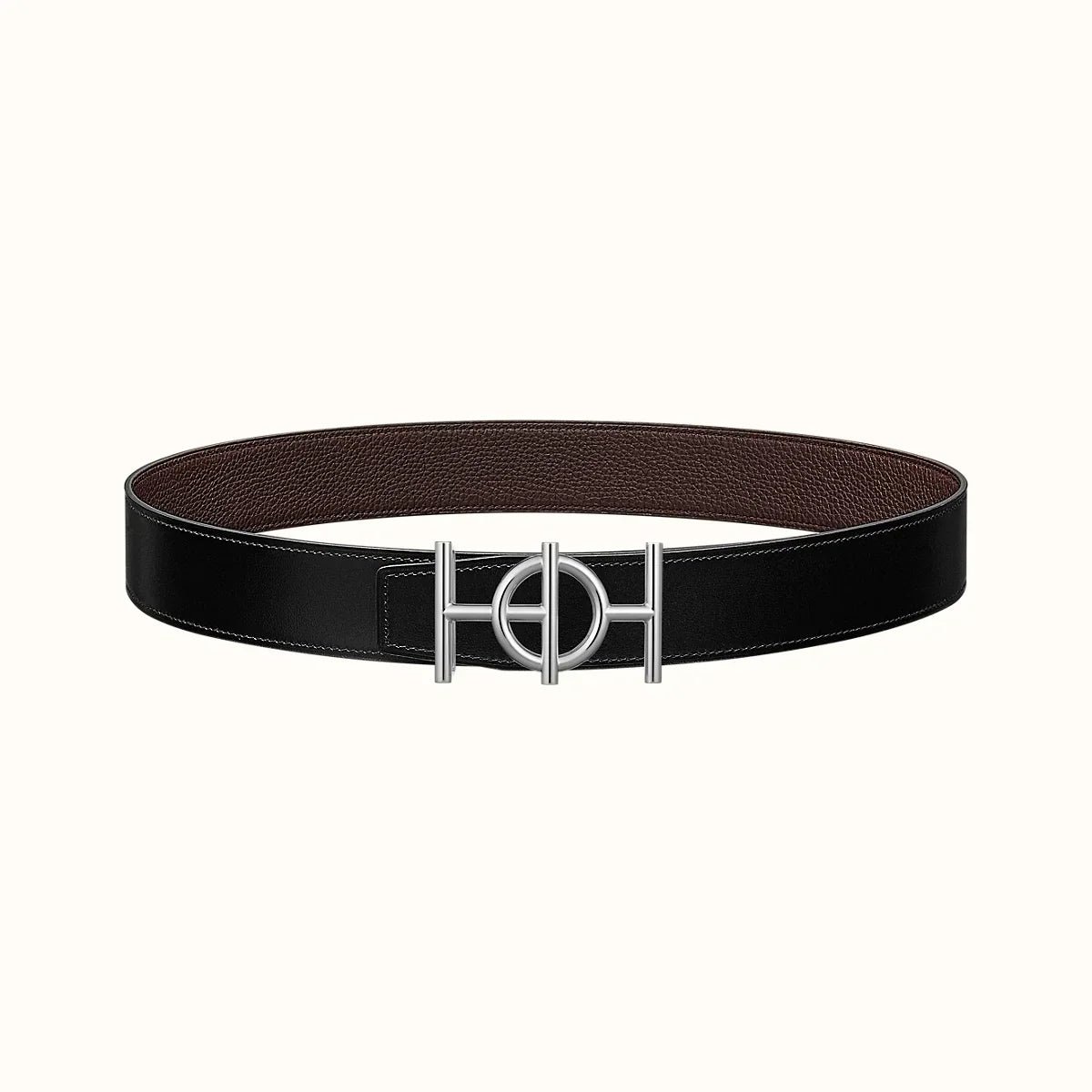 Alternative view of ULYSSE BELT BUCKLE & REVERSIBLE CHOCOLATE BROWN LEATHER STRAP 38MM SILVER HARDWARE