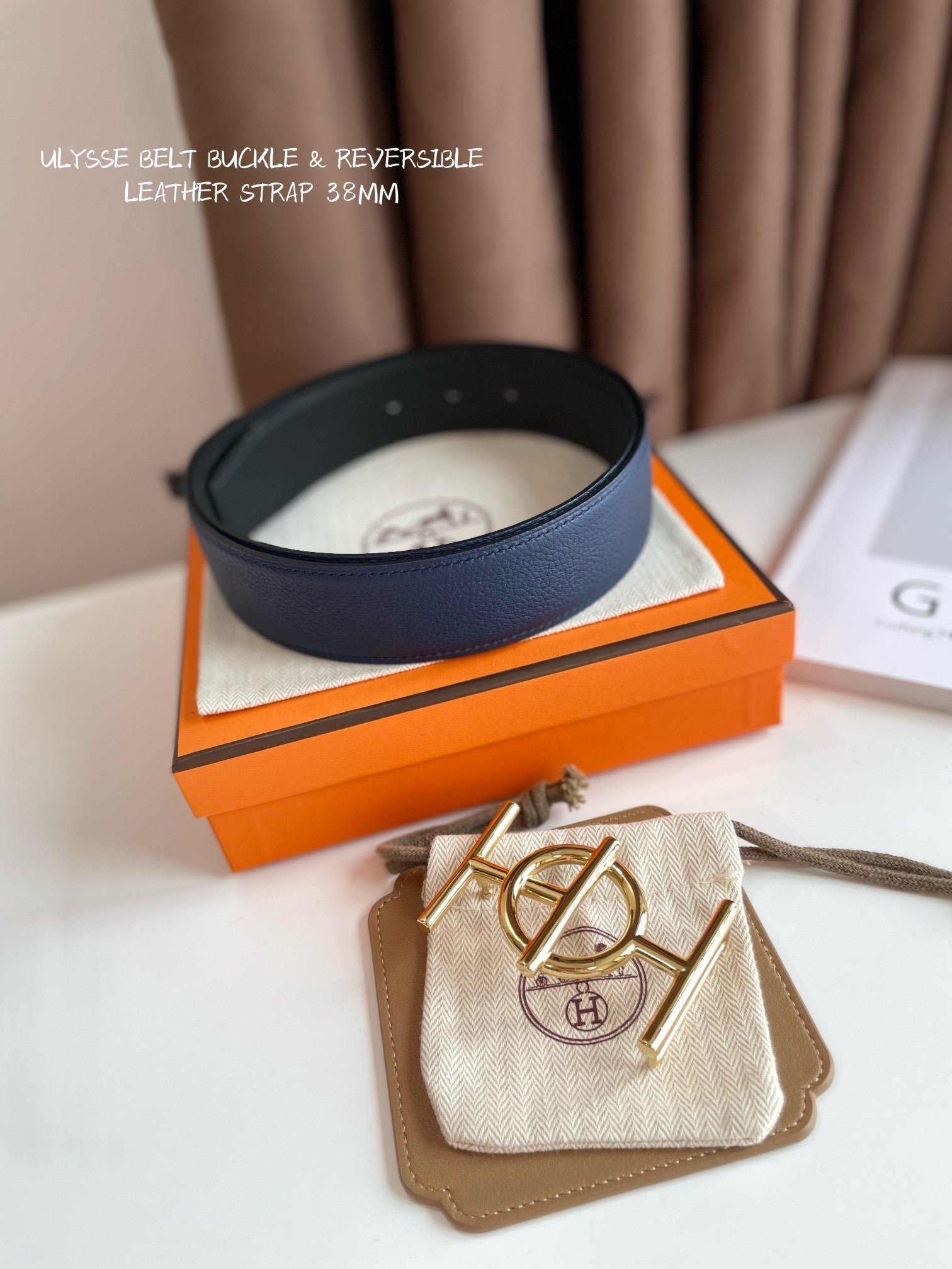 HERMES Navy Gold Hoop Strap - Image 6