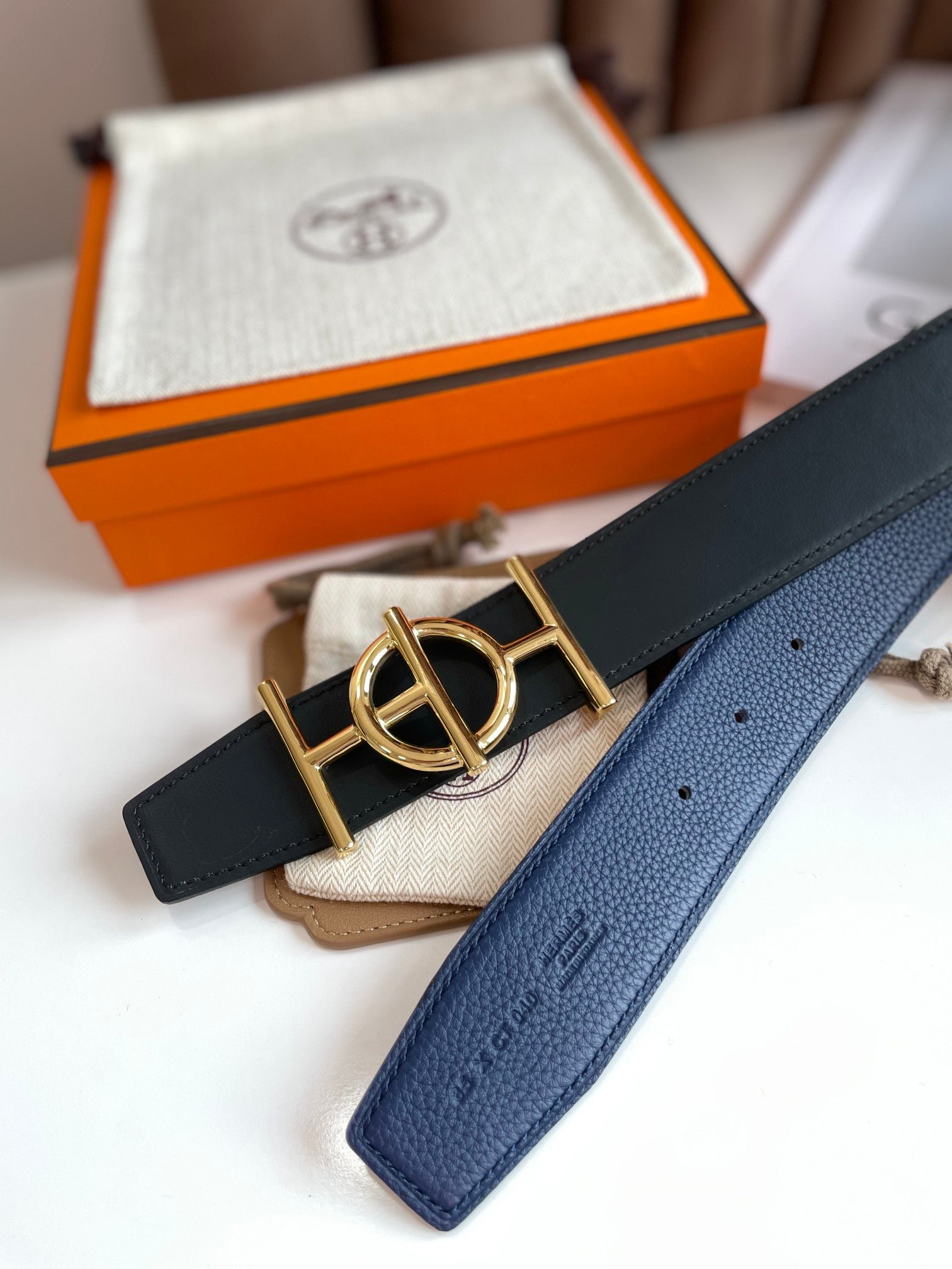 HERMES Navy Gold Hoop Strap - Image 4