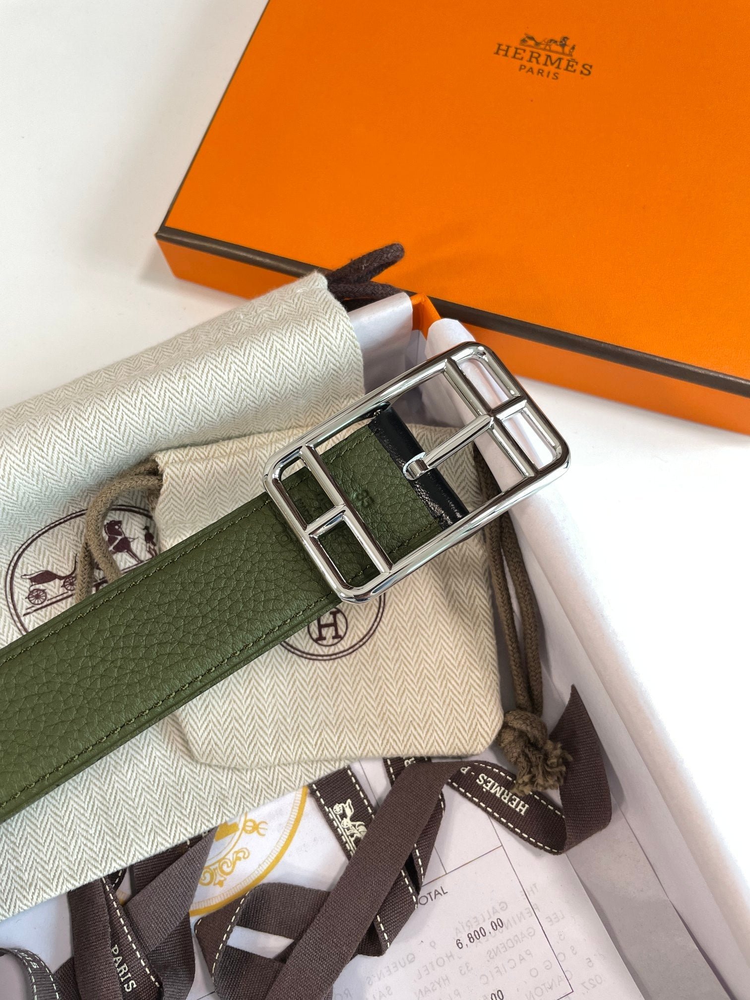 Alternative view of HM Cape Cod 32mm Reversible Belt Dark Green Black Leather 187797