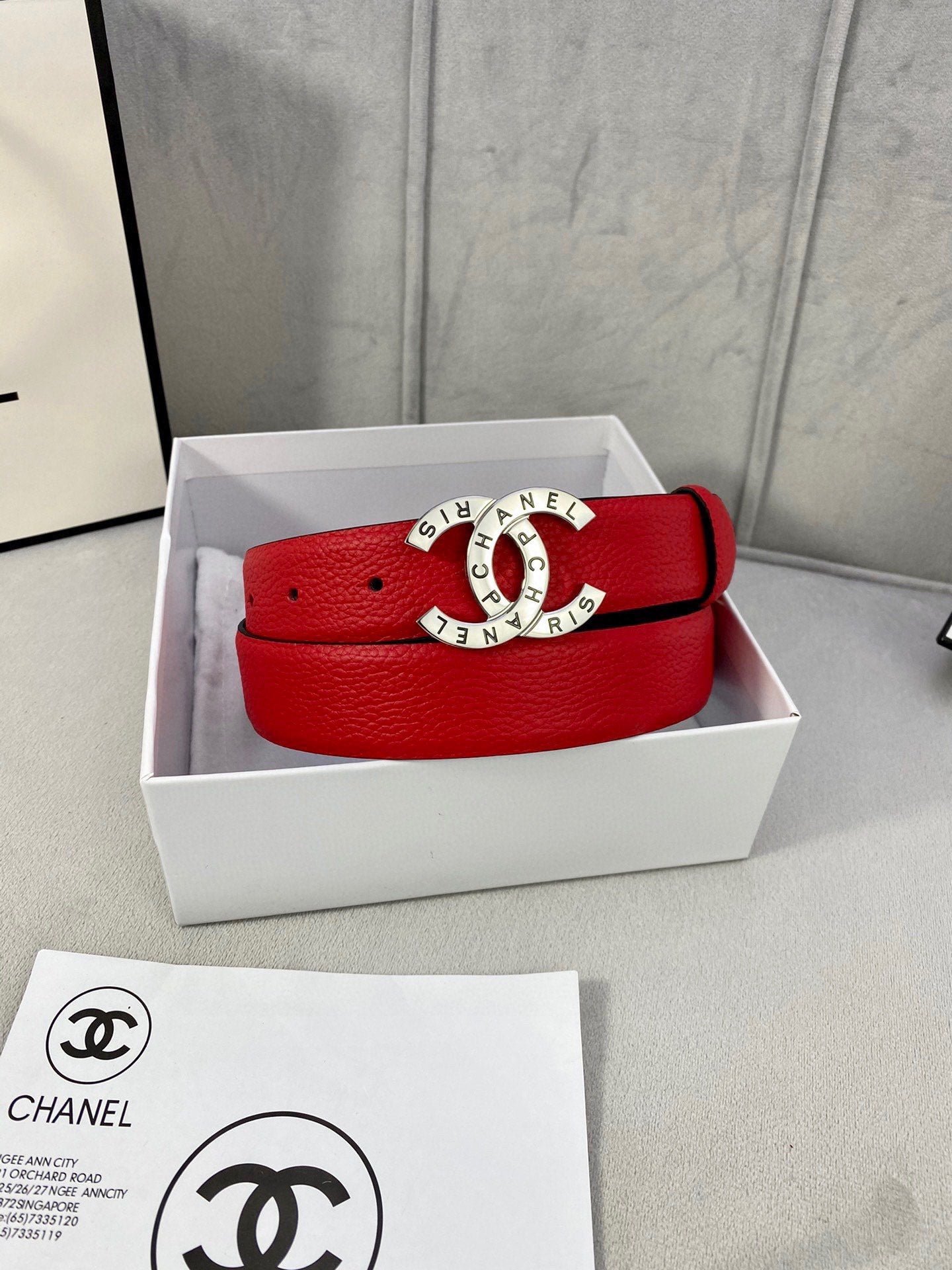 Chanel Red Crystal Buckle Belt - Image 3