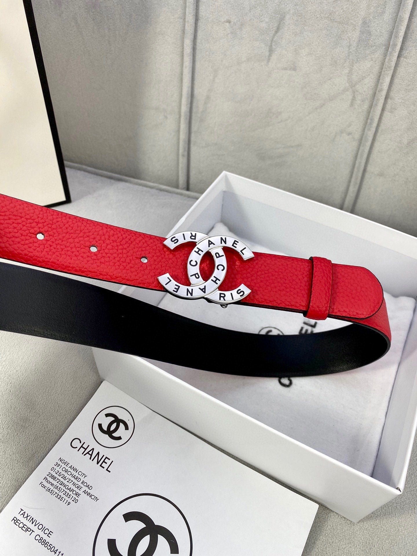Chanel Red Crystal Buckle Belt - Image 4