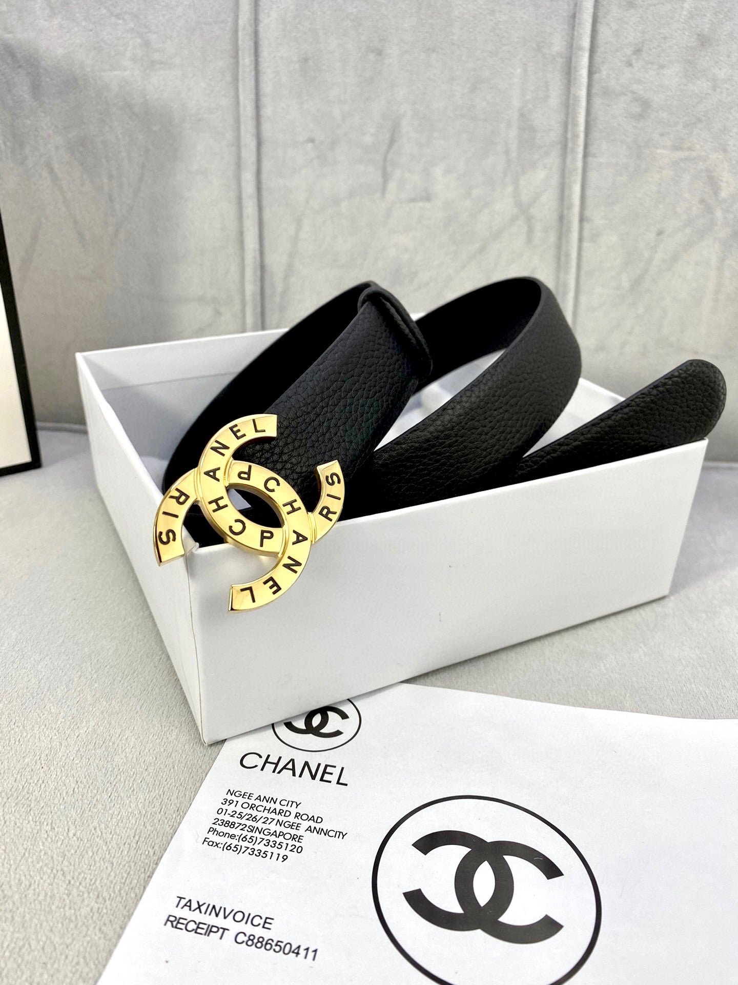 Alternative view of Chanel Gold Letter Grained Belt