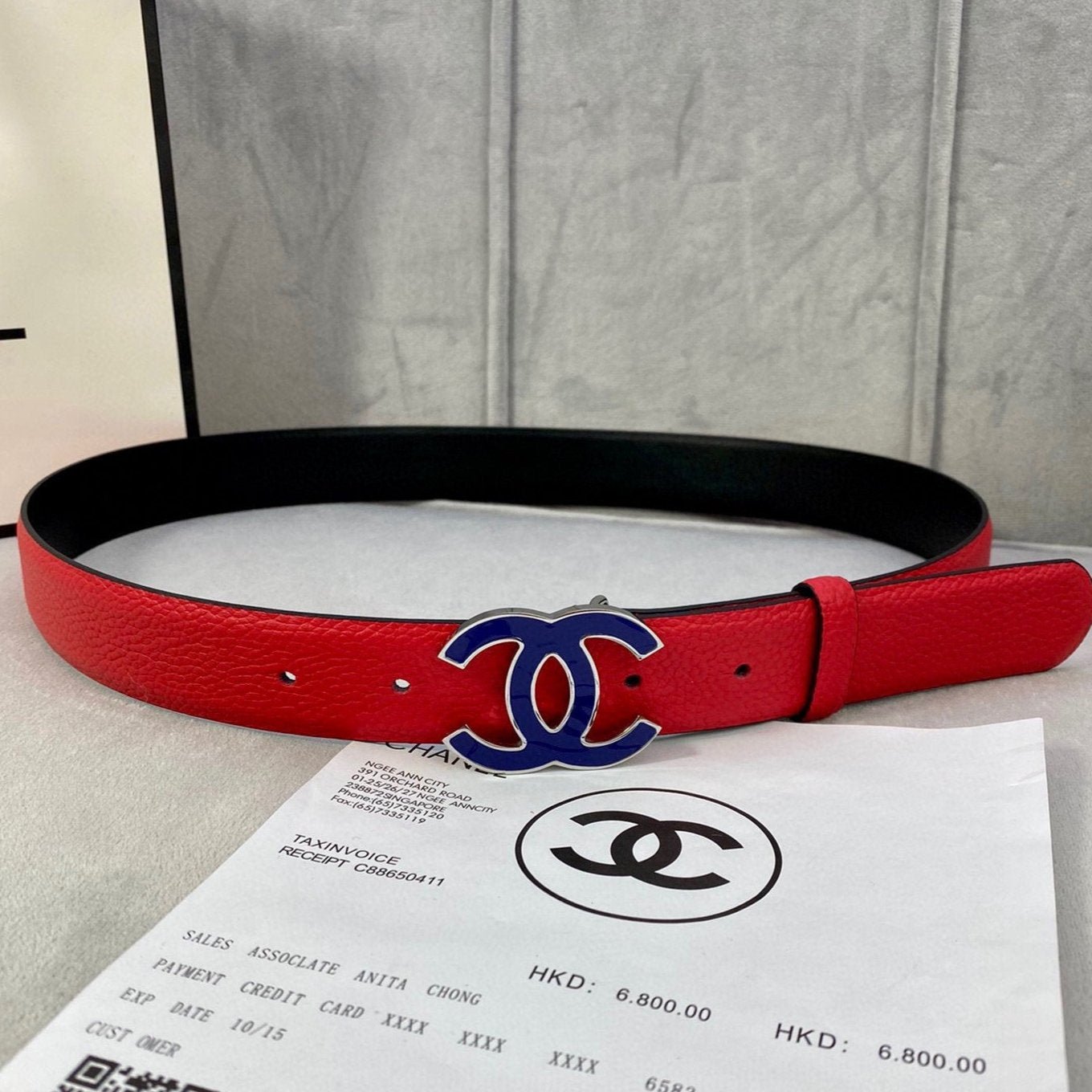 Chanel Red Grained Enamel Belt