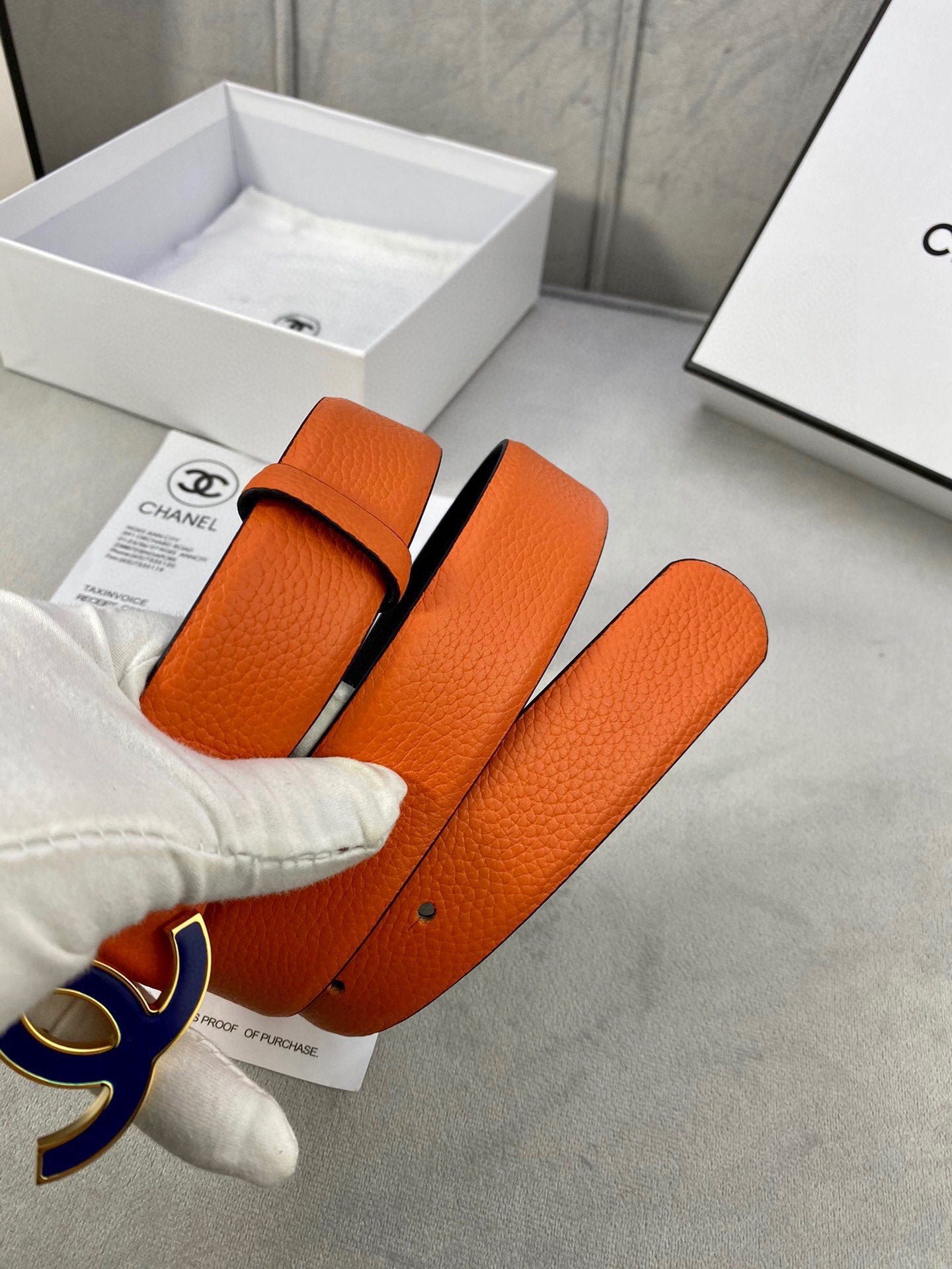 Chanel Orange Gold Trim Belt - Image 9