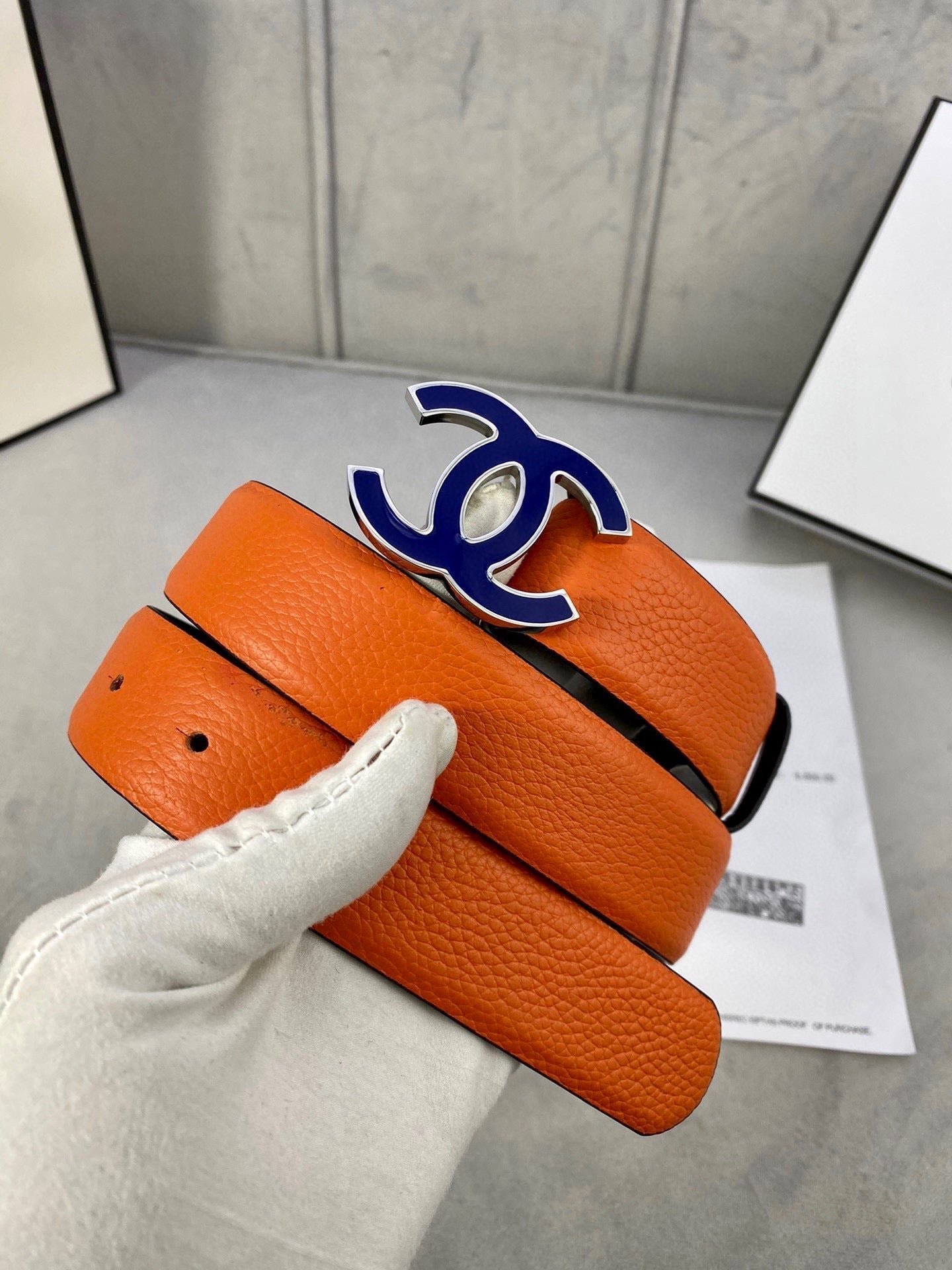 Chanel Orange Gold Trim Belt - Image 4