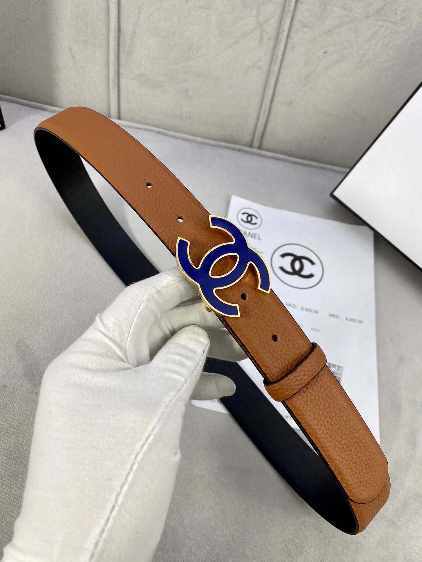 Alternative view of Chanel Tan Grained Enamel Belt