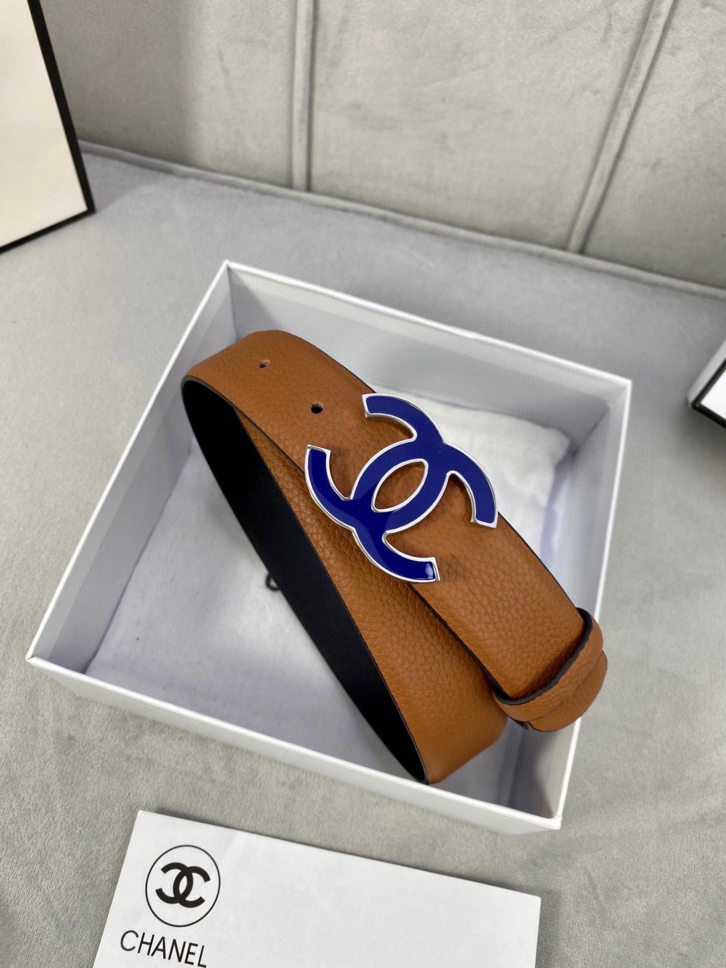 Chanel Tan Grained Belt - Image 3