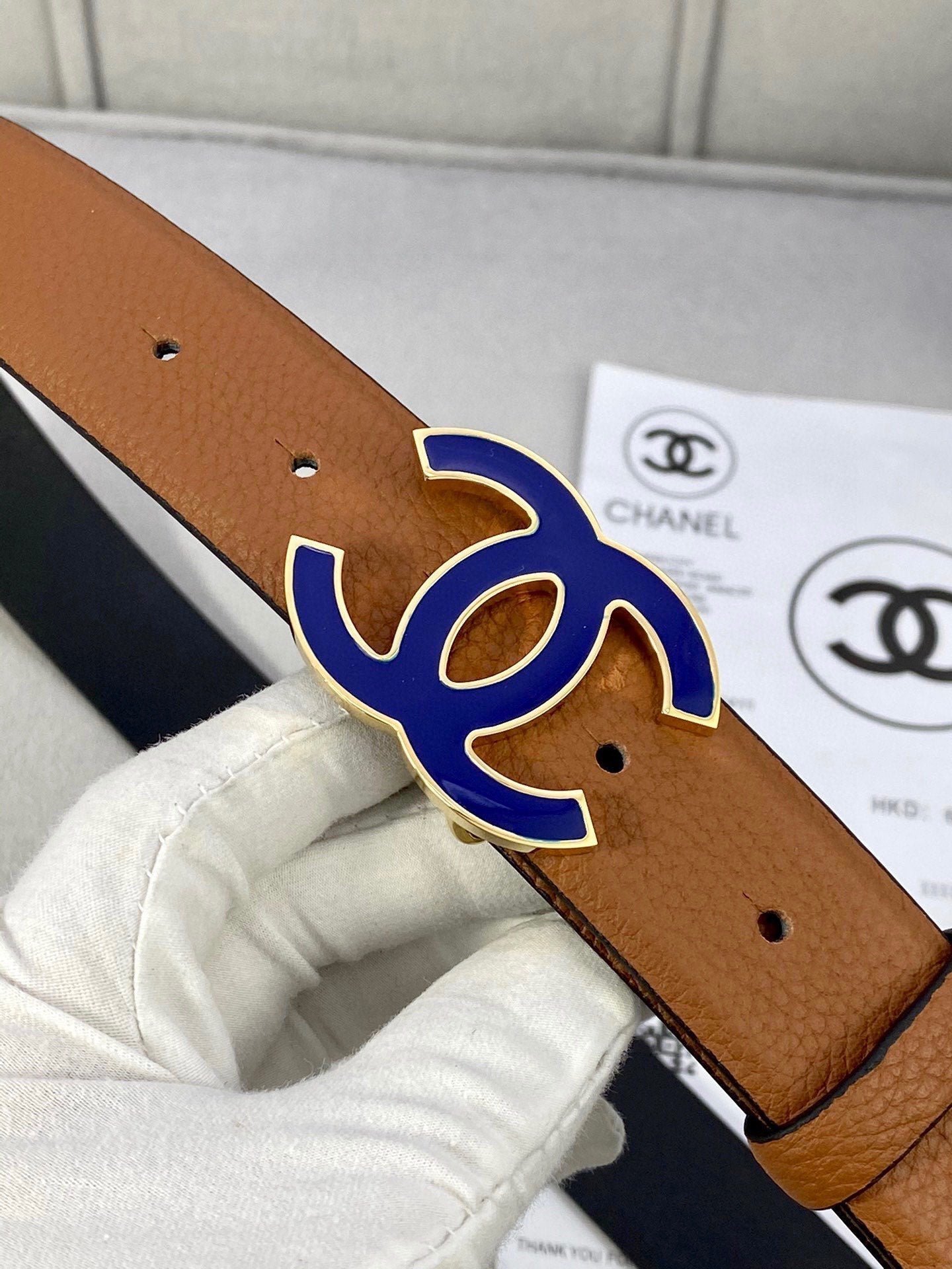 Chanel Tan Grained Belt - Image 8
