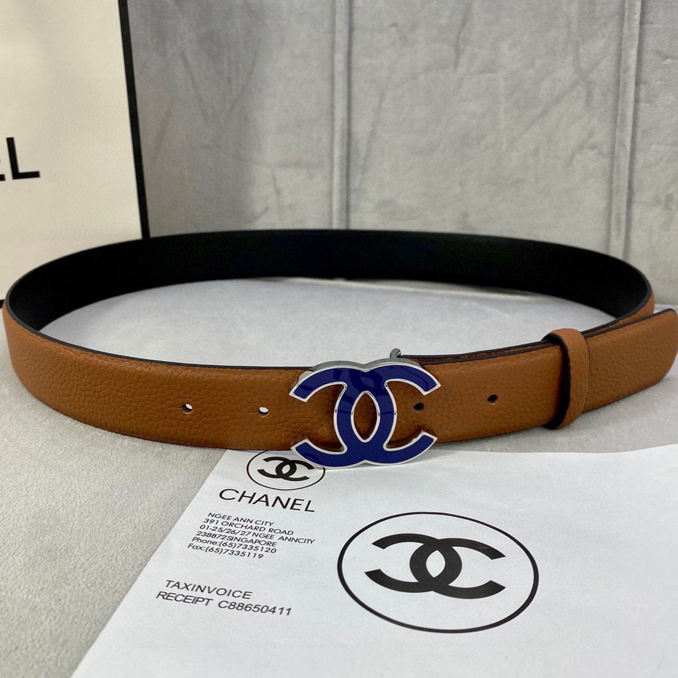 Chanel Tan Grained Enamel Belt