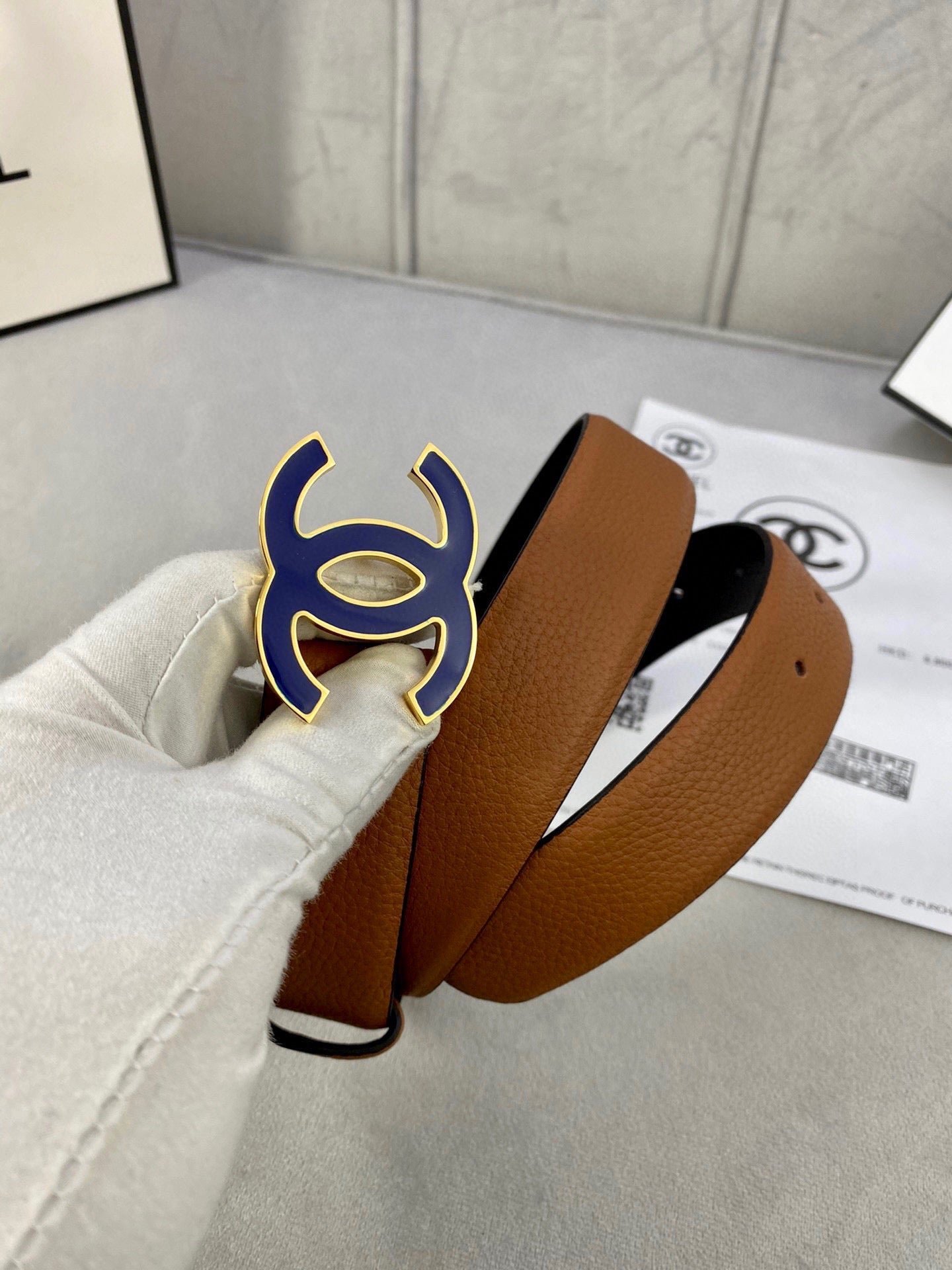Chanel Tan Grained Belt - Image 9