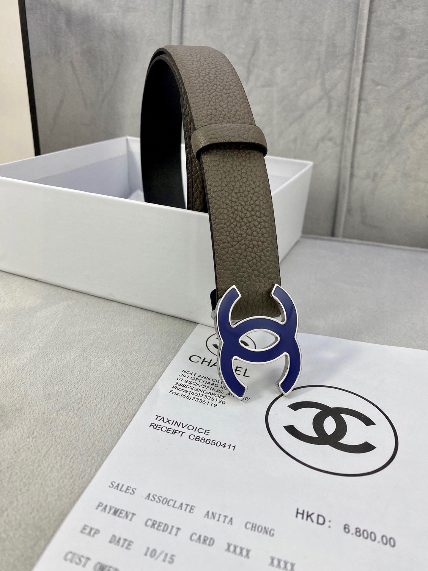 Alternative view of Chanel Taupe Grained Enamel Belt