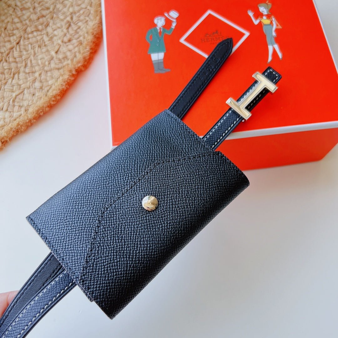 Alternative view of focus belt 13mm with kelly pocket black epsom silver buckle