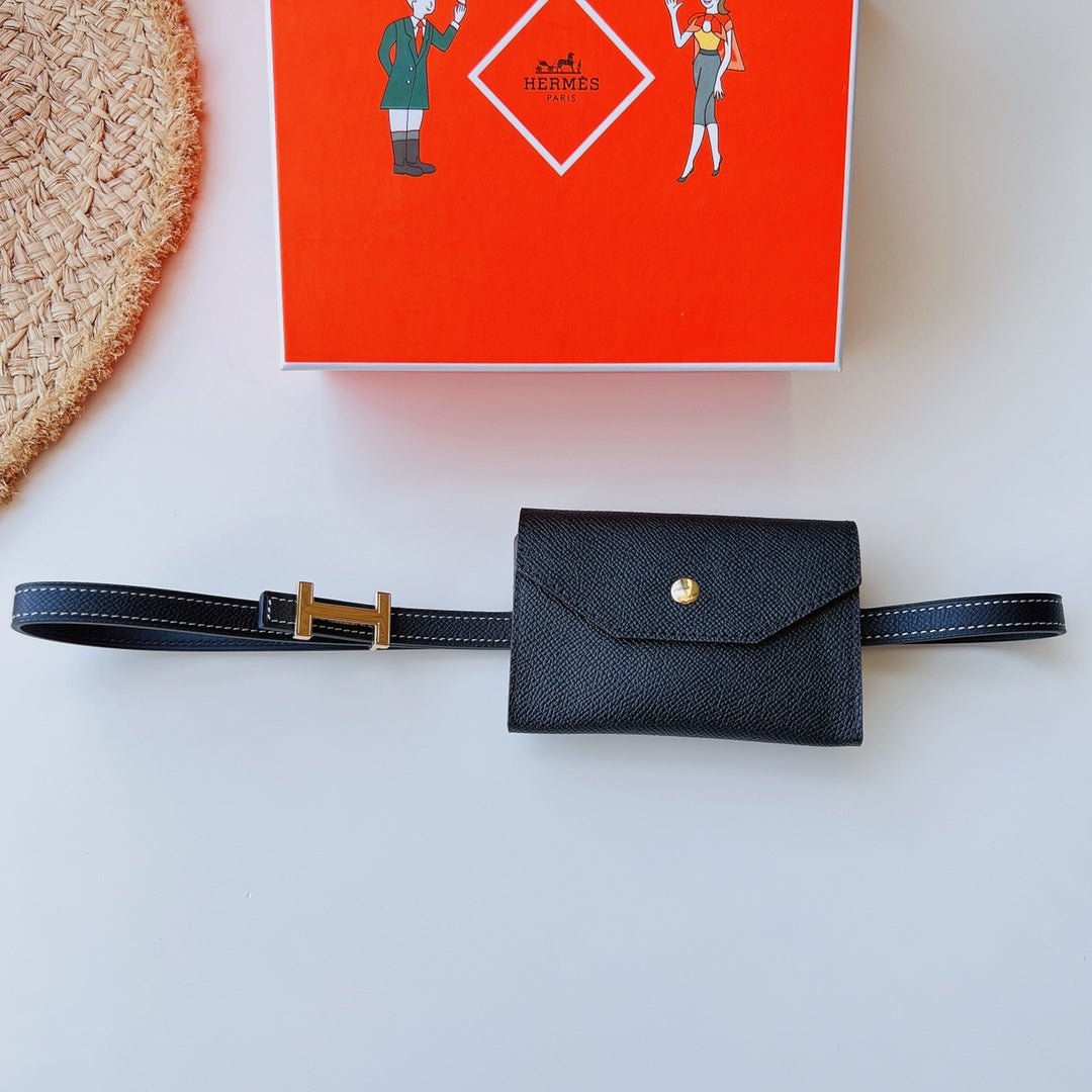 Alternative view of focus belt 13mm with kelly pocket black epsom gold buckle