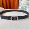 Dior Black Leather Silver CD Belt