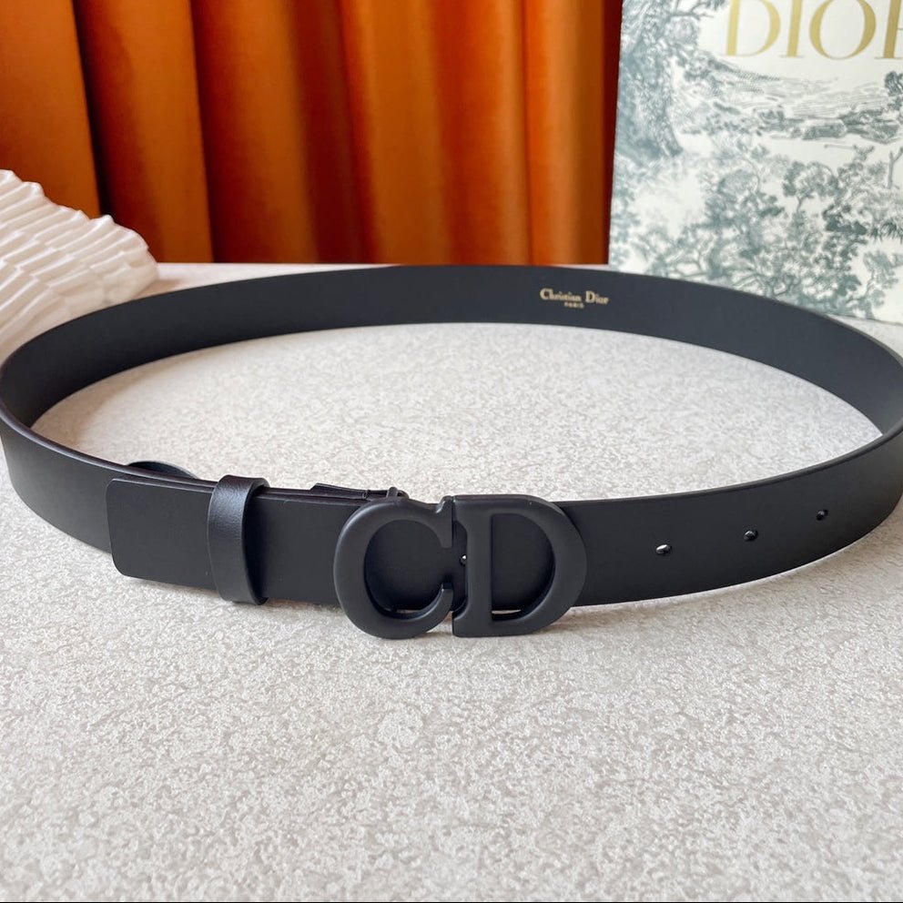 Dior Black Leather Matte CD Belt