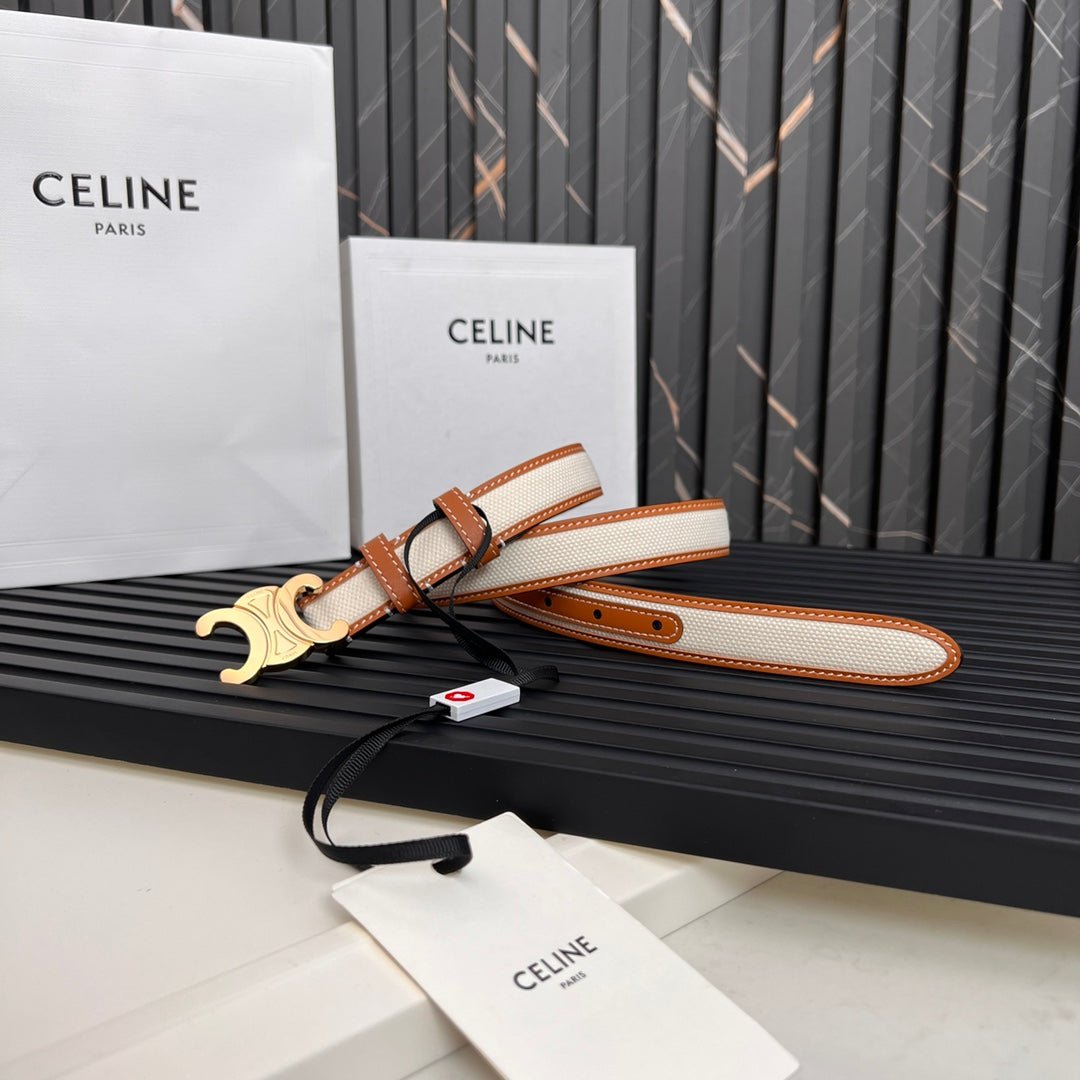 CELINE Canvas Gold Triomphe Belt - Image 8