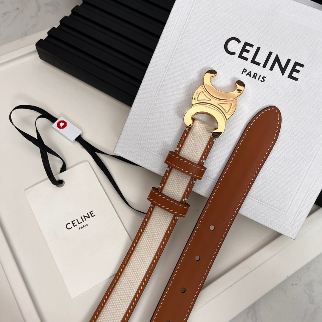 CELINE Canvas Gold Triomphe Belt - Image 5