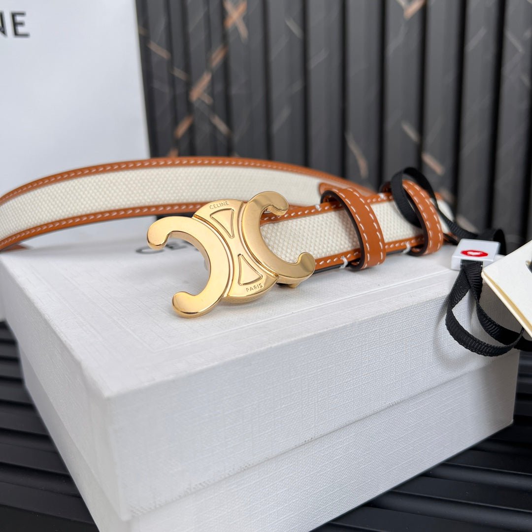 CELINE Canvas Gold Triomphe Belt - Image 4