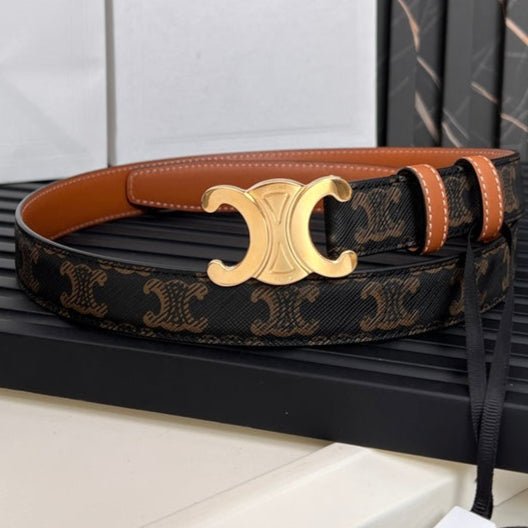 CELINE Monogram Gold Triomphe Belt