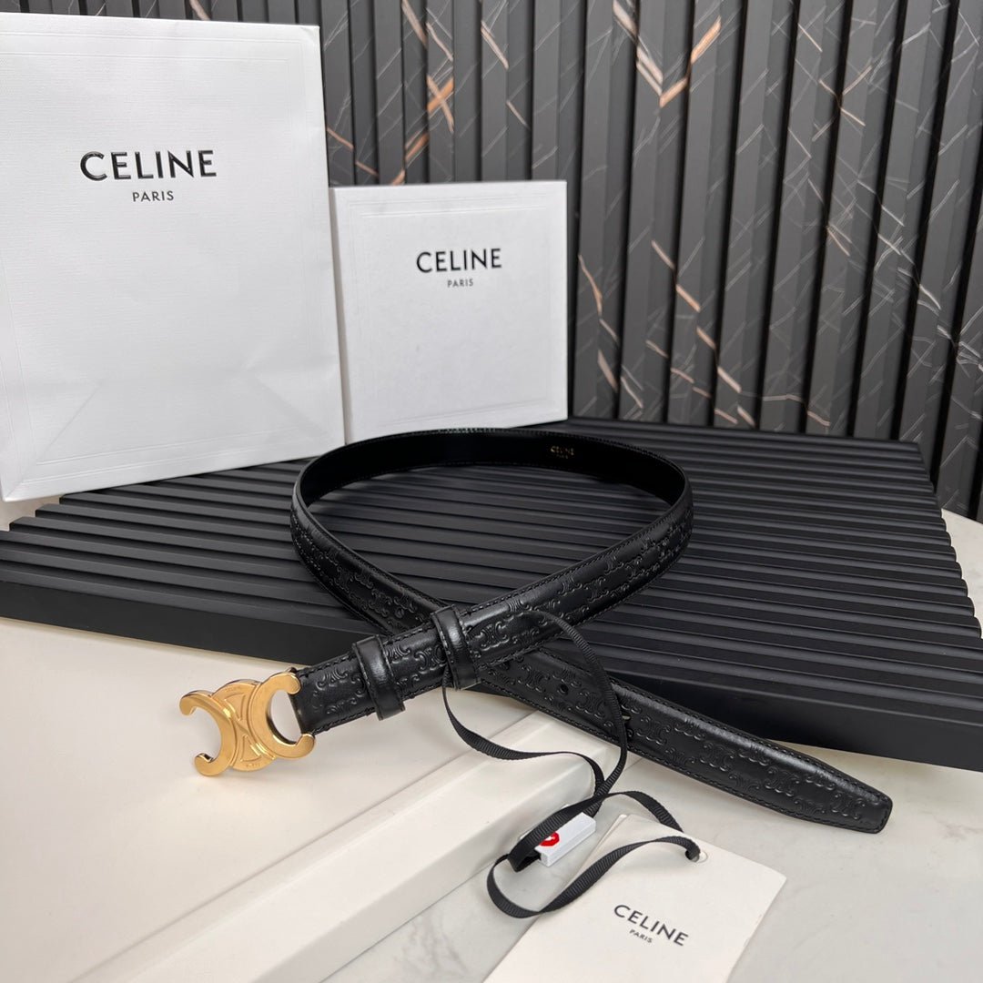 Alternative view of CELINE Black Croc Triomphe Belt