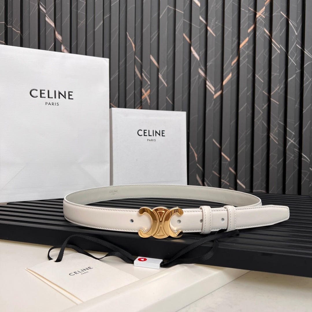 Alternative view of CELINE White Gold Triomphe Belt