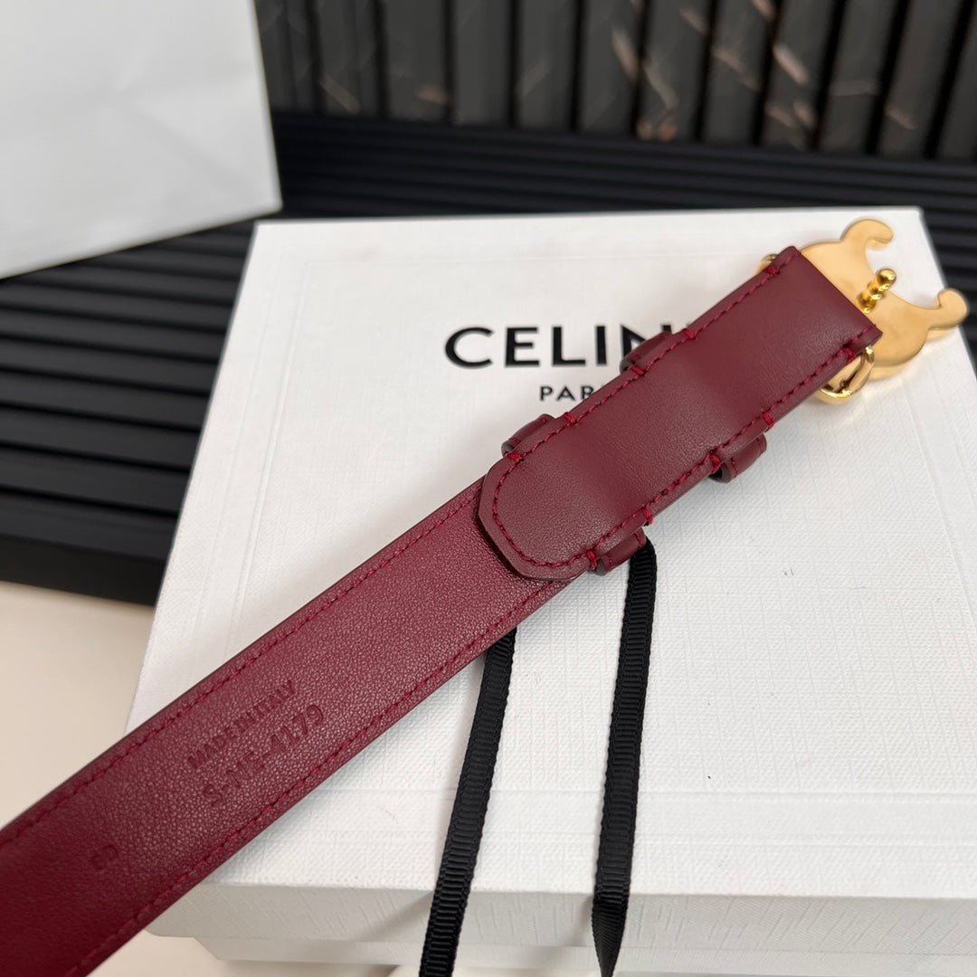 CELINE Burgundy Triomphe Belt - Image 6