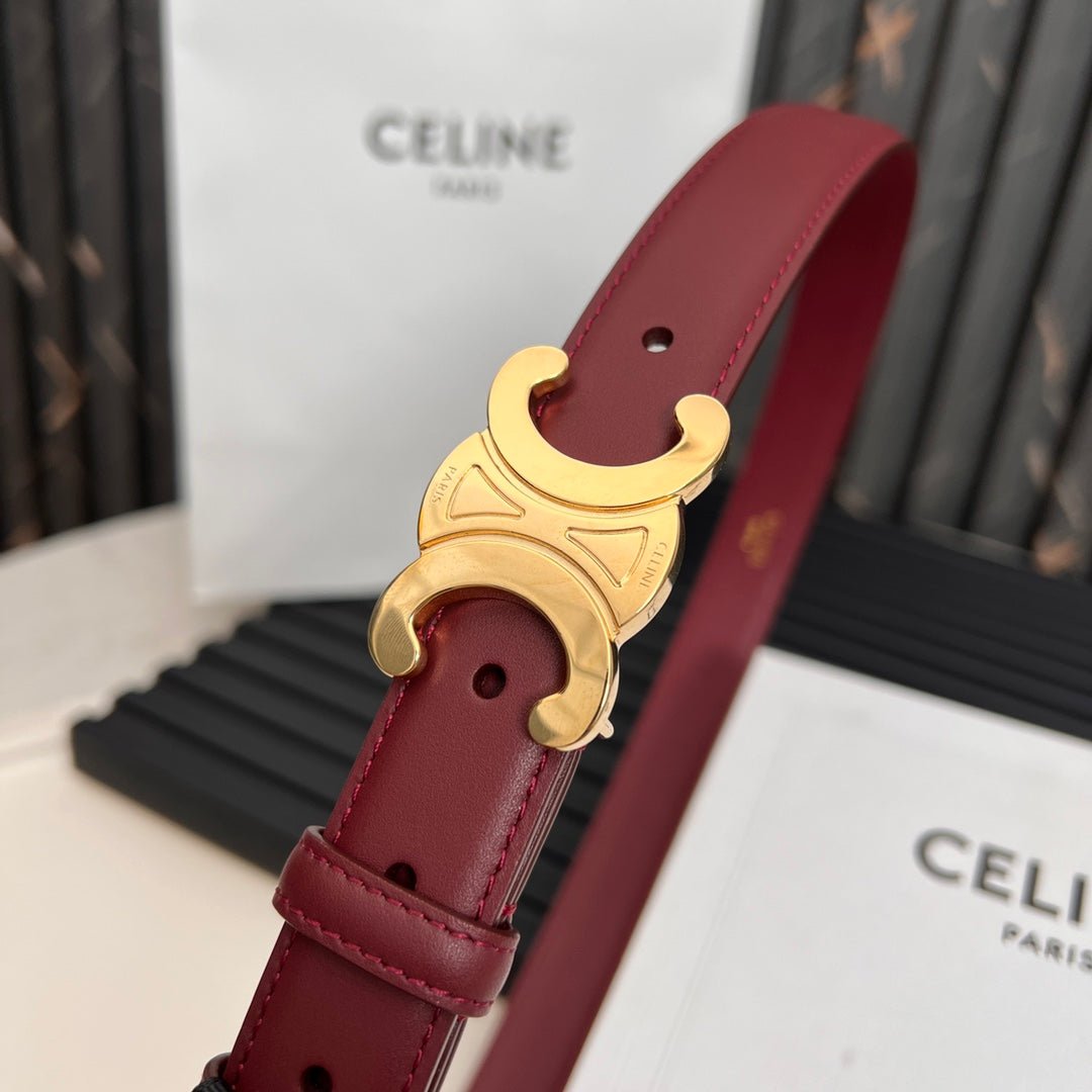 CELINE Burgundy Triomphe Belt - Image 4
