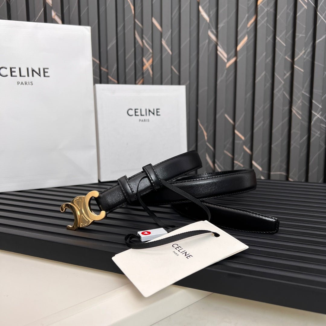 CELINE Black Triomphe Gold Belt - Image 3